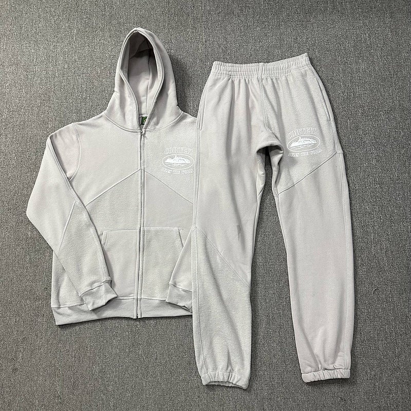 Corteiz Alcatraz Island Zipper Sweater Stitching Fleece Jacket High Street Casual Loose Cardigan Sweater Trendy Suit - Image 2